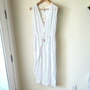 Raviya White Wrap Tie Front Beach Cover Up Sundress Sheer Sz S NWT Euro Summer